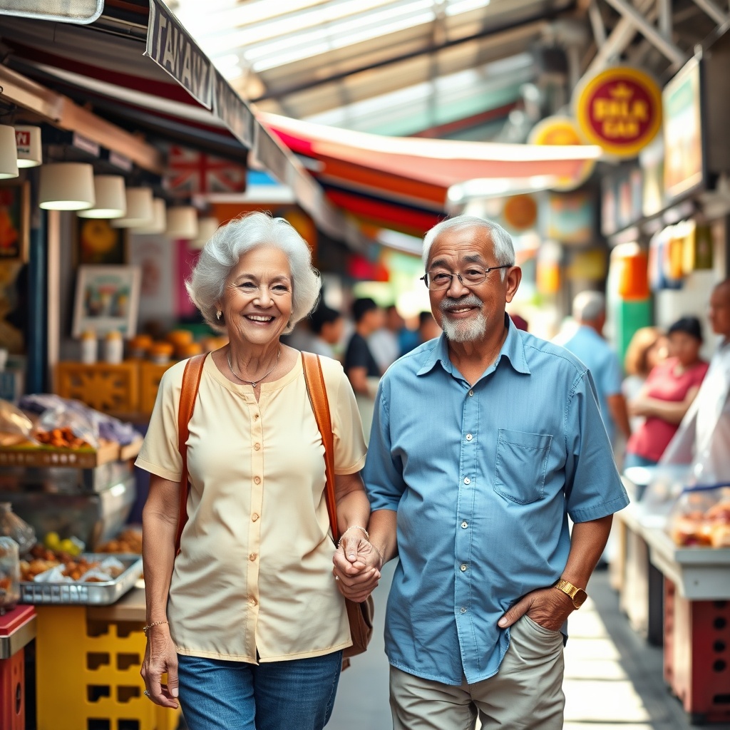 Seniors enjoying a guided tour in Singapore