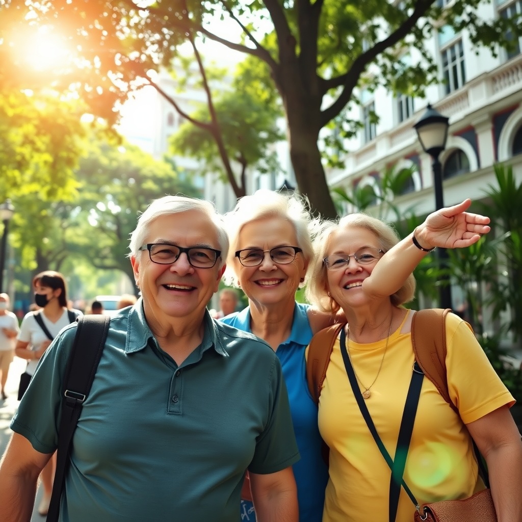 Seniors enjoying a guided tour in Singapore