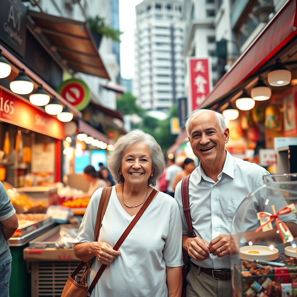 Seniors enjoying a guided tour in Singapore